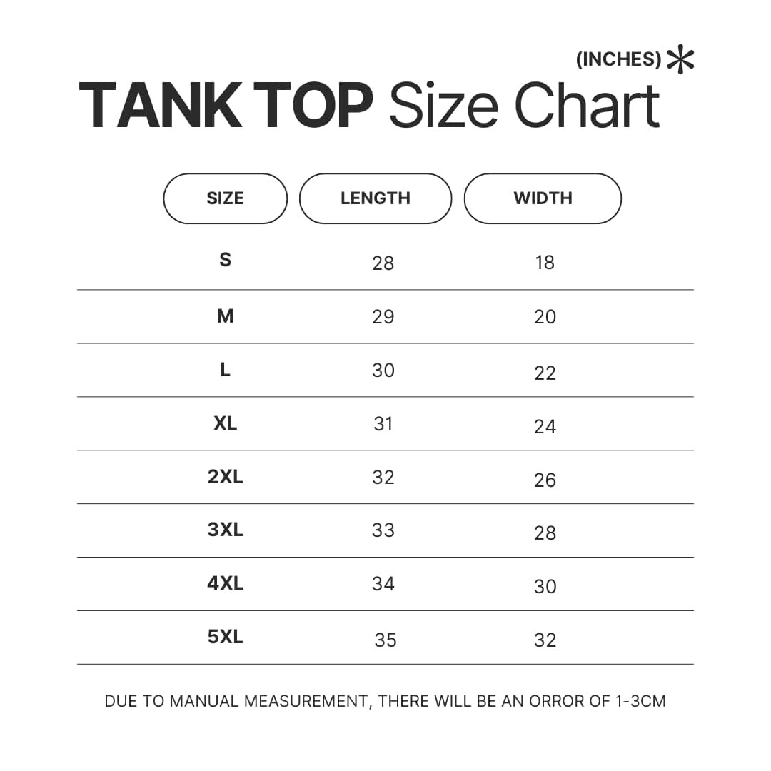 Tank Top Size Chart - Corpse Bride Store