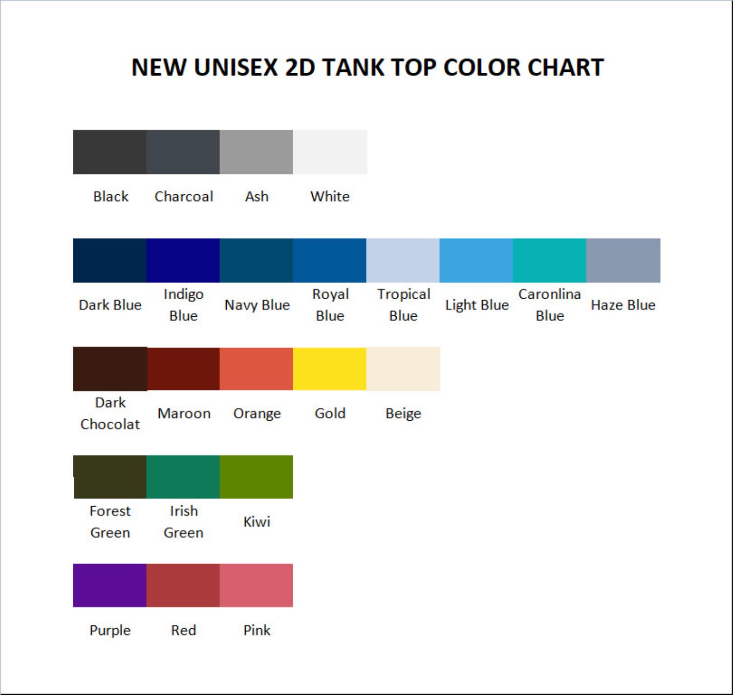 tank top color chart - Corpse Bride Store