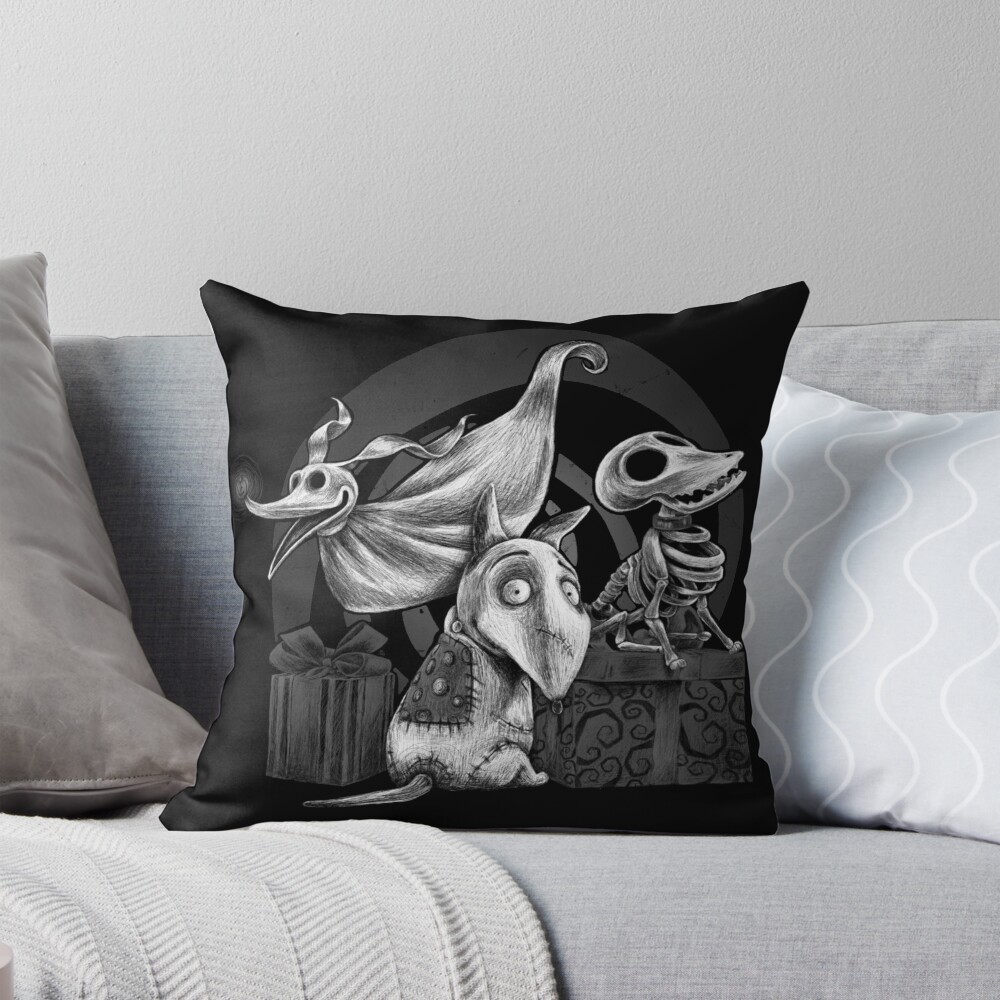 Corpse Bride Creepy Dogs Throw Pillow